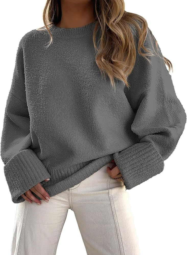 ANRABESS Women's Oversized Sweaters 2025 Long Sleeve Fuzzy Knit Casual Chunky Pullover Sweater Fa... | Amazon (US)