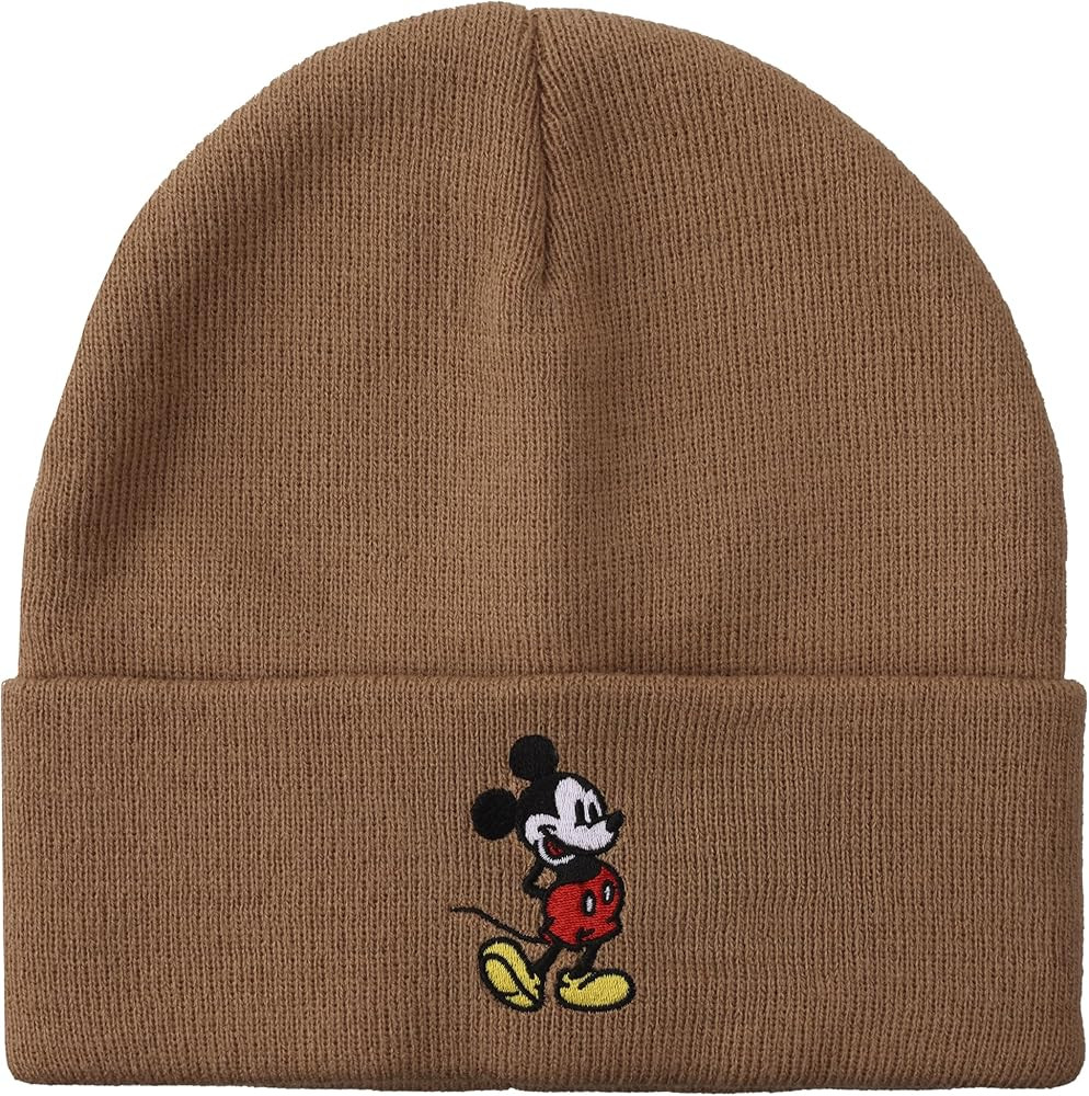 Mickey Mouse Mickey Embroidery Brown Acrylic Knit Standard Cuff Beanie | Amazon (US)