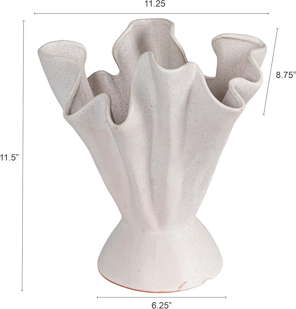 Bloomingville Stoneware Ruffled Vase, Cream | Amazon (US)