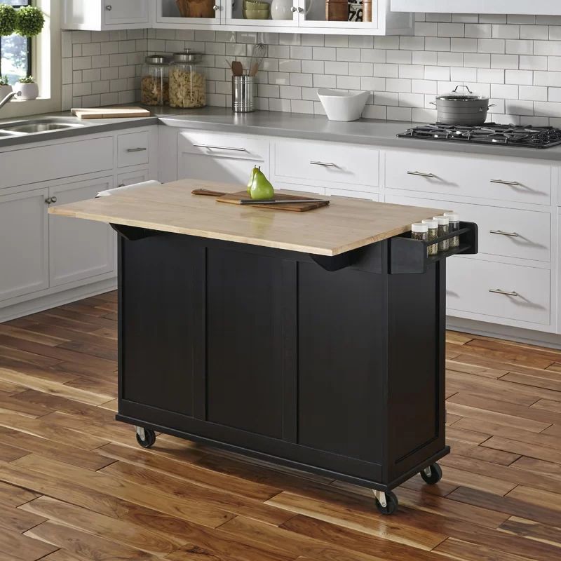Kuhnhenn 53.5'' Kitchen Cart with Solid Wood Top and with Locking Wheels | Wayfair Professional