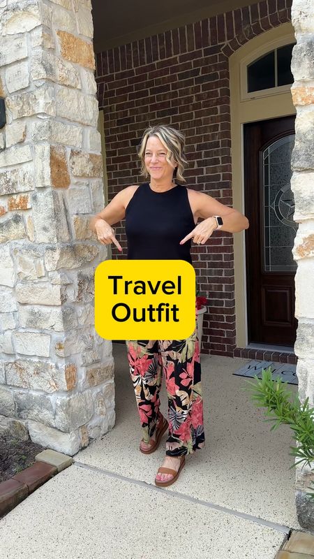 Summer outfit, stretchy pants, wide leg pants, vacation outfit, travel outfit, comfortable sandal

#LTKTravel #LTKShoeCrush