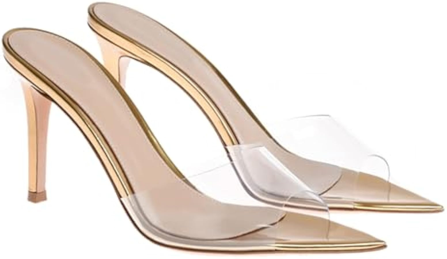 Women'S Clear Pointed Open Toe Stiletto Heel Slide Sandals Fashion Sexy Slip On Transparent Strap... | Amazon (US)