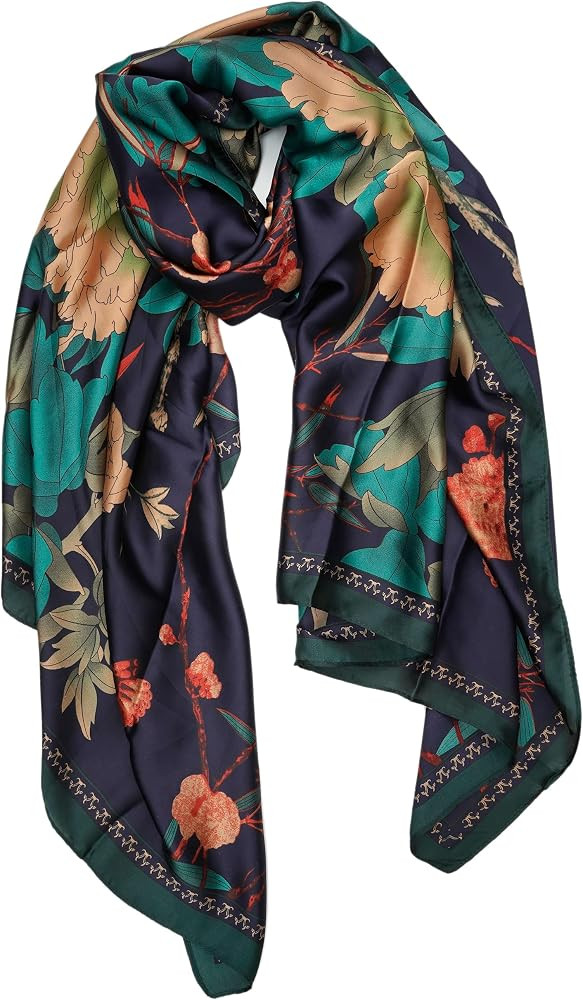 YOUR SMILE Large Mulberry Silk Feeling Long Stain Scarf Lightweight Sunscreen Shawls Wraps for Wo... | Amazon (US)