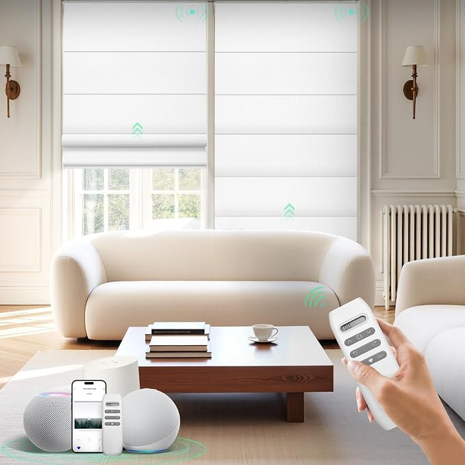 HeyBlinds Motorized Roman Shades with Remote, Smart Blackout Custom Blinds | Soft Fabric, Automat... | Amazon (US)