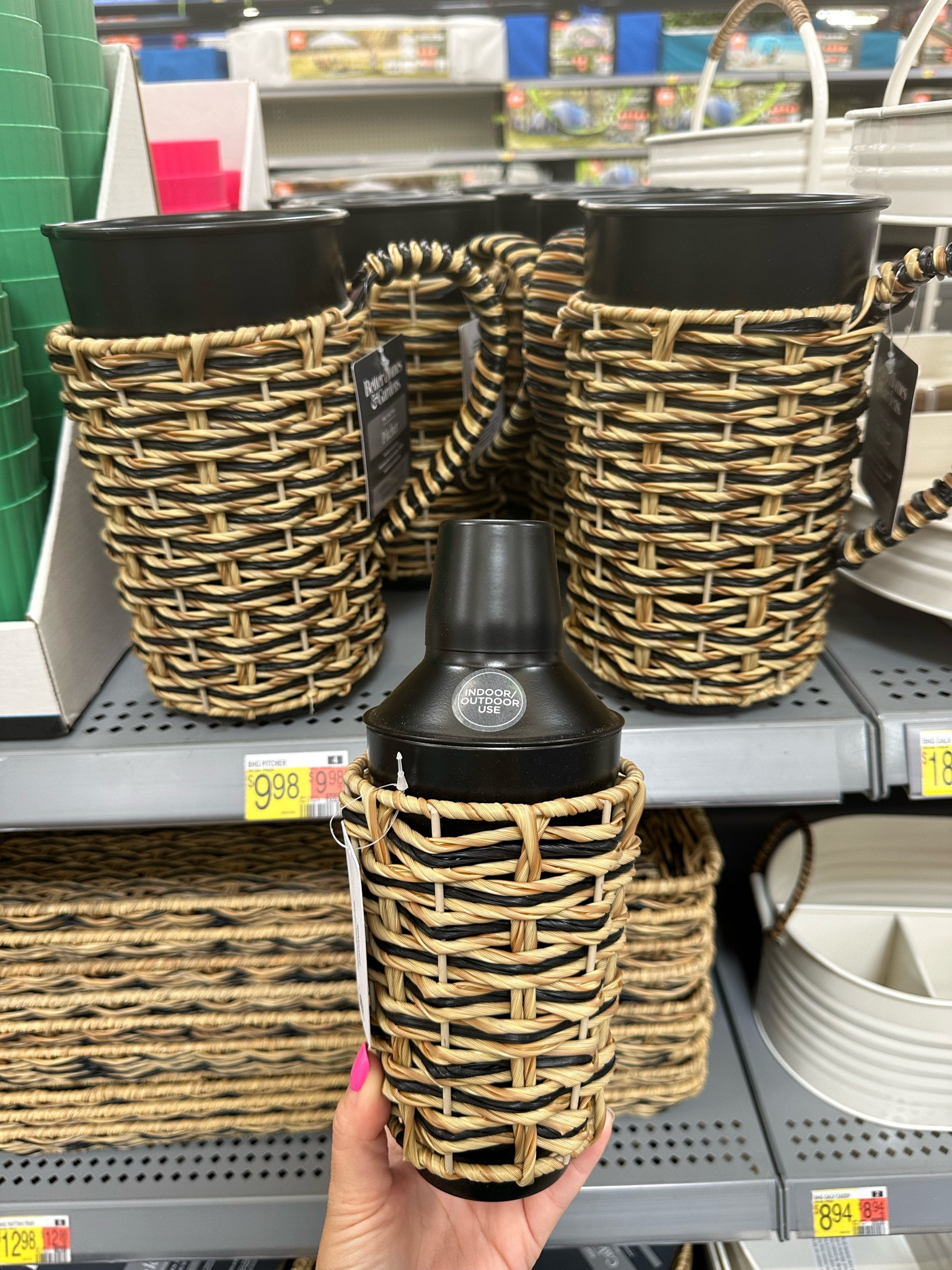Walmart home outdoor dining collection. Outdoor wicker pitcher. Drink shaker. Better homes outdoor serveware. Walmart decor. Walmart finds. Party decor.

#LTKhome #LTKSeasonal