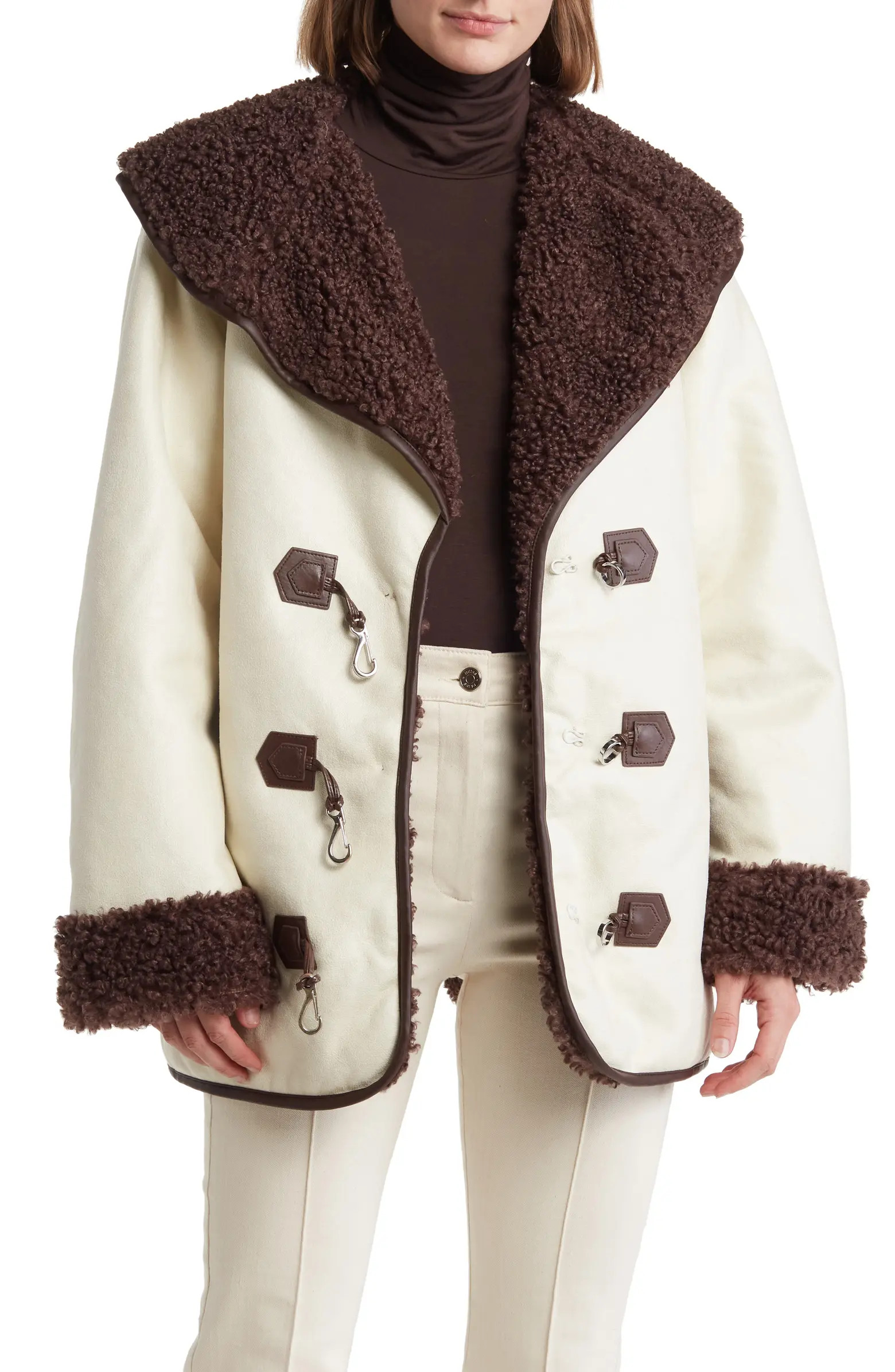 Faux Shearling Bonded Toggle Button Jacket | Nordstrom Rack