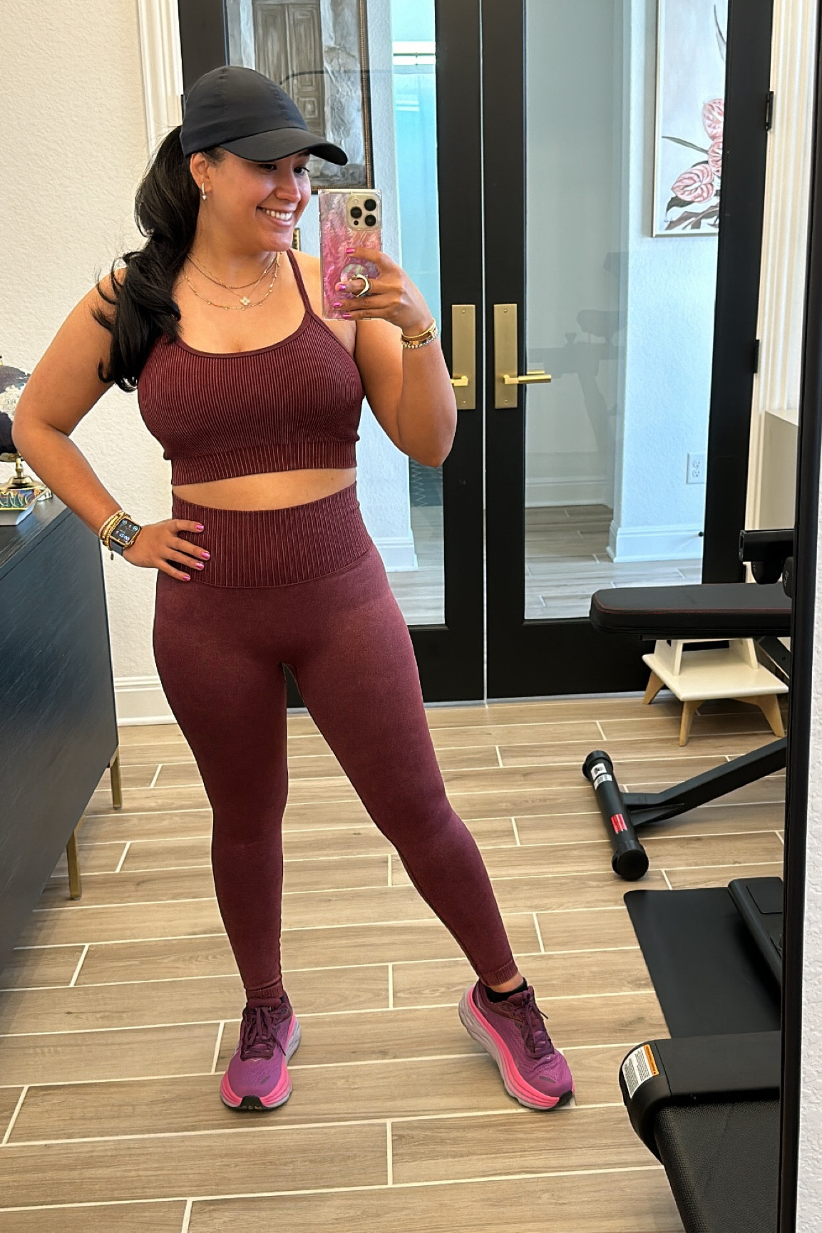 The set that will hold you tight. Alex and I have been on our healthy kick. So this is perfect for those morning walks.
