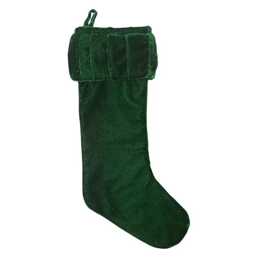 Vickerman 8" x 19" Plush Emerald Green Velvet Christmas Stocking with Fully Lined Interior, Ruched Cuff, Convenient Hanging Loop, Matches Coordinating Tree Skirts, Ribbons, and Bows | Amazon (US)