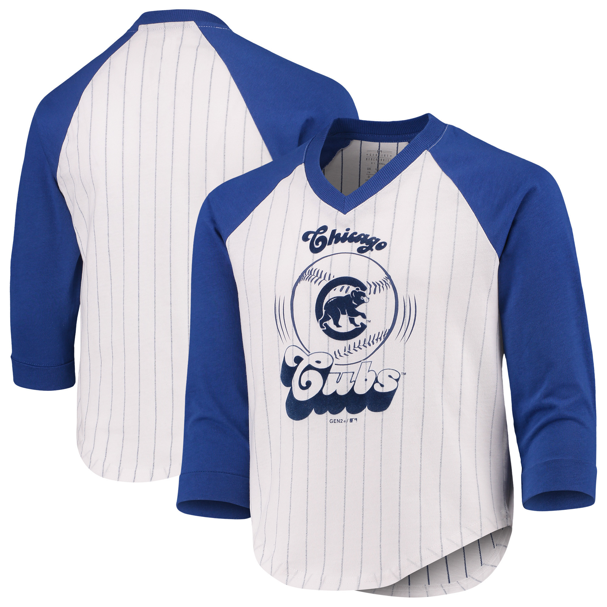 Chicago Cubs Girls Youth Tradition Raglan 3/4-Sleeve V-Neck T-Shirt - White/Royal | Fanatics