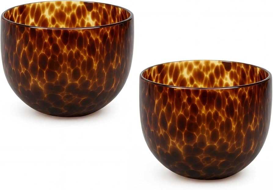 2 Pcs Tortoise Shell Pattern Bowls Brown 12 oz Tortoise Leopard Print Glass Bowl for Kitchen Serv... | Amazon (US)