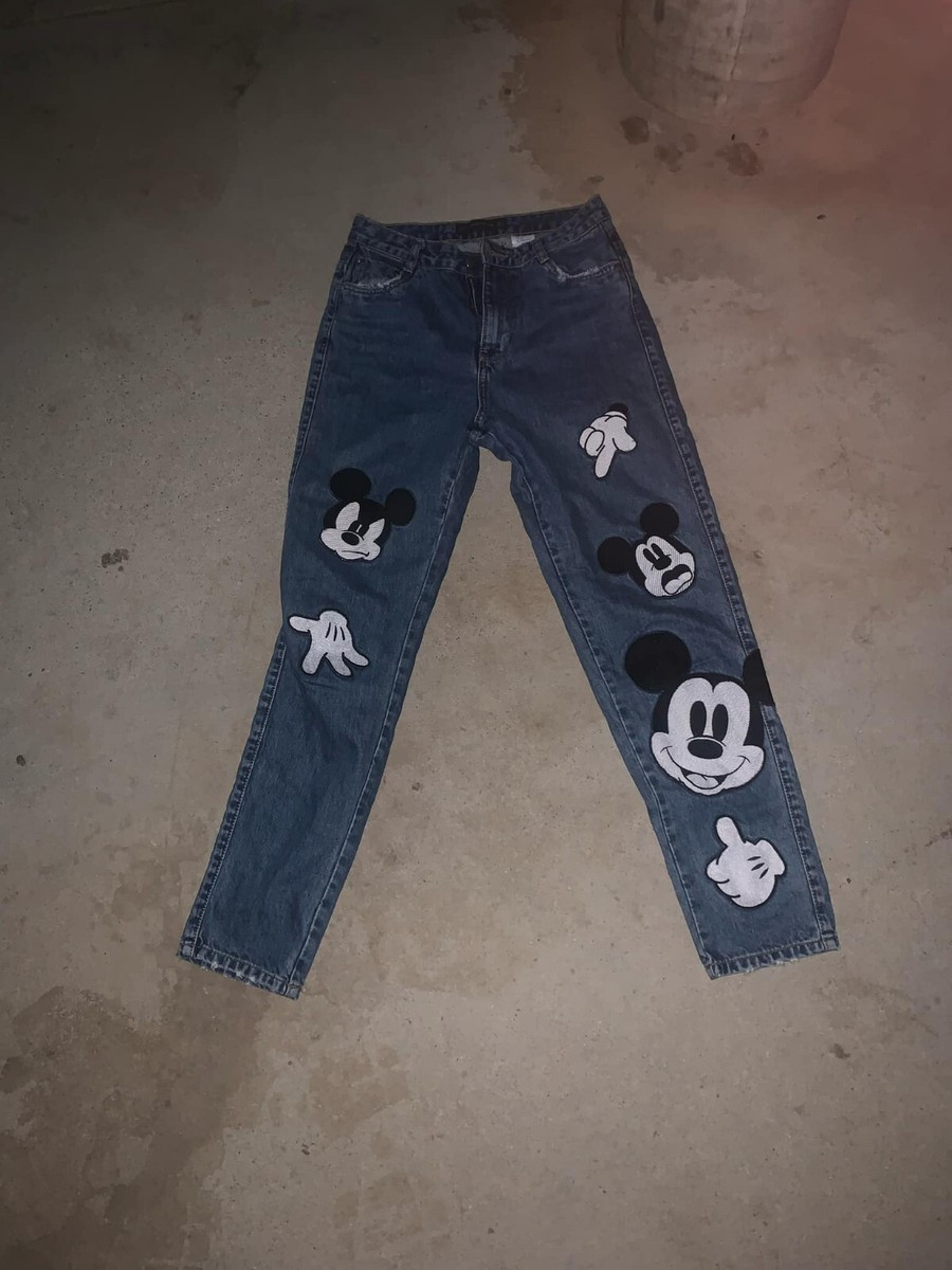 Disney Jeans Pants Zara Mickey Mouse Patches Denim.  28"  | eBay | eBay US