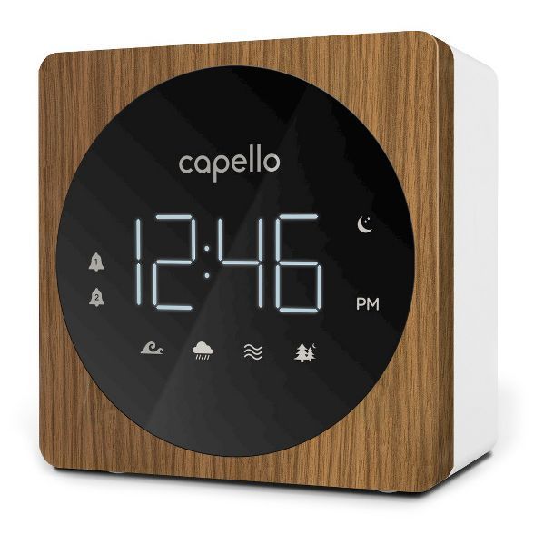 Digital Alarm Clock with Sound Machine Black/Larch - Capello | Target