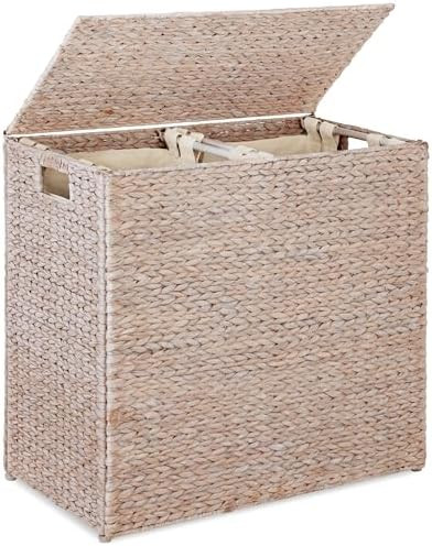 Best Choice Products Large Double Laundry Hamper with Lid, Natural Handwoven Water Hyacinth, 2 Se... | Amazon (US)