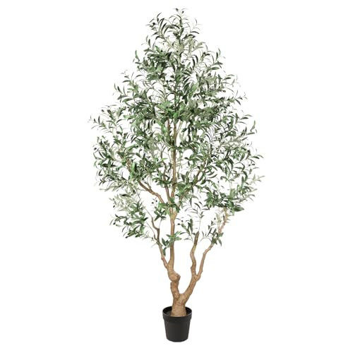 FEELEAD Olive Trees Artificial Indoor 8FT – Tall Faux Olive Tree with Planter, Realistic Wood Trunk & Lifelike Fruits, Artificial Olive Tree Fake Plants for Home Office Living Room Decor | Amazon (US)