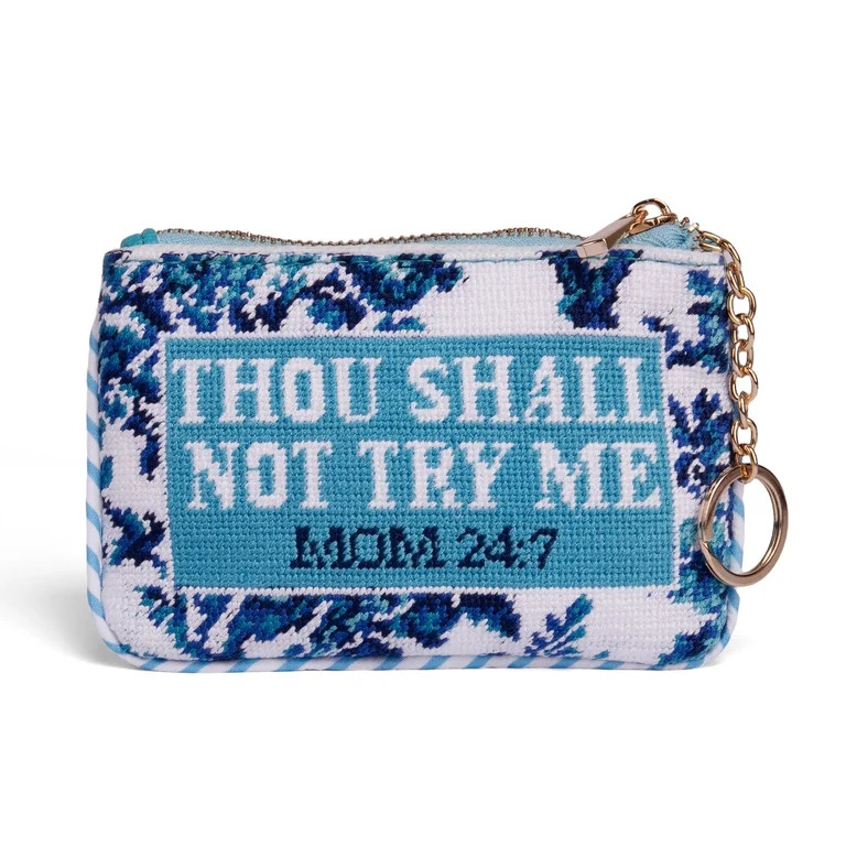 Hi Peach Layne 'Thou Shall Not Try Me' Mother's Day Gift Needlepoint Keychain Pouch | Walmart (US)