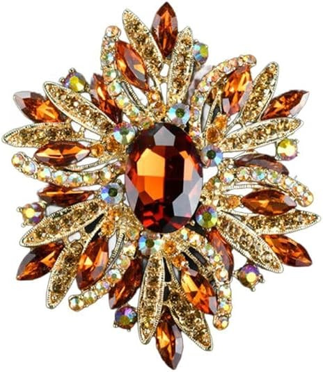 Rhinestone Crystal Flower Brooch Vintage Colorful Elegant Floral Statement Brooch Pin for Wedding... | Amazon (US)