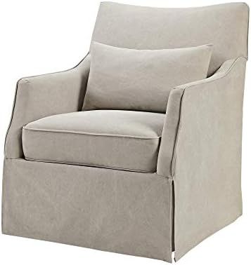 Martha Stewart London Swivel Chair - Solid Wood, Plywood, Skirted Metal Base Accent Armchair, Wit... | Amazon (US)