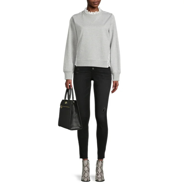 Time and Tru Women's Eyelet Sweatshirt | Walmart (US)
