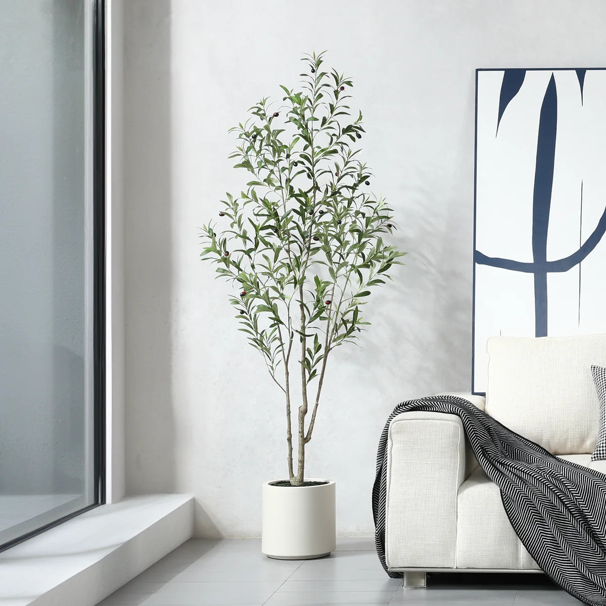 Altman Faux Olive Tree with White Planter | Wayfair North America