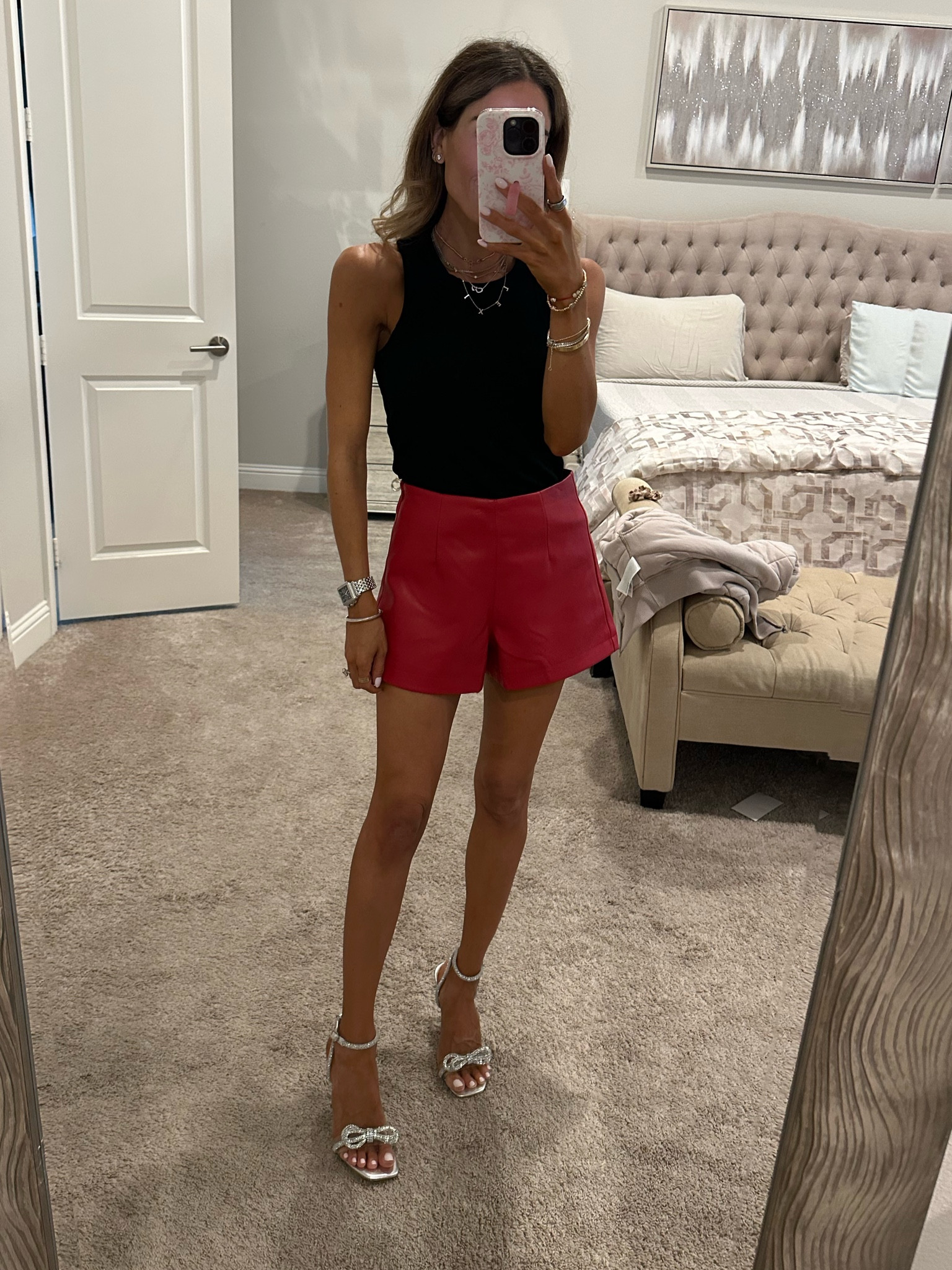 Red faux leather shorts and black tank smallest size, clear holiday heels size 7 on sale 

#LTKFindsUnder100 #LTKHoliday #LTKFindsUnder50