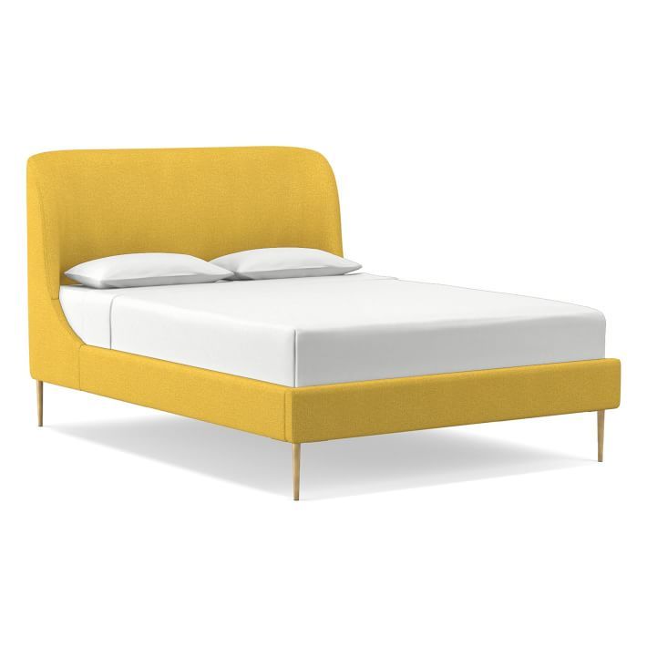 Lana Upholstered Bed, King, Twill, Stone | West Elm (US)