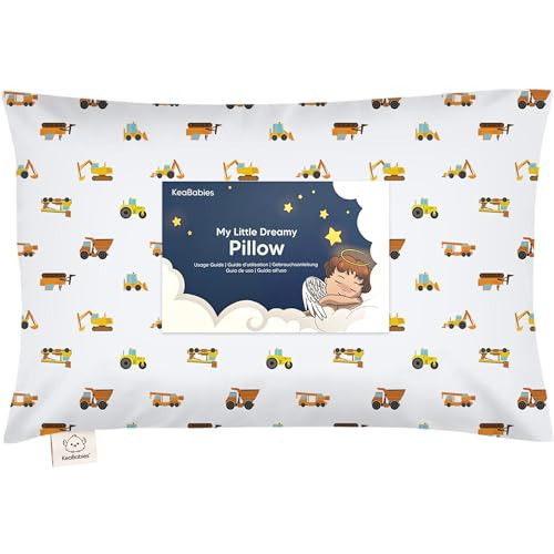 Toddler Pillow with Pillowcase - 13x18 My Little Dreamy Kids Travel Bed Pillows for Sleeping, Organic Cotton Small Pillowcase, Soft & Breathable, Machine Washable, Toddlers 2-5 years old(Construction) | Amazon (US)