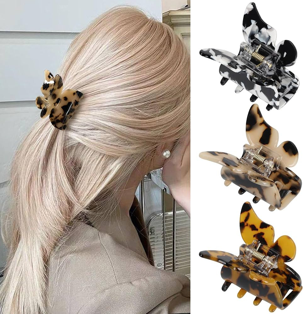 Butterfly Hair Clips Hair Claw Butterfly Tortoise Shell Jaw Clips 2.3 inch Beautiful Hair Accesso... | Amazon (US)