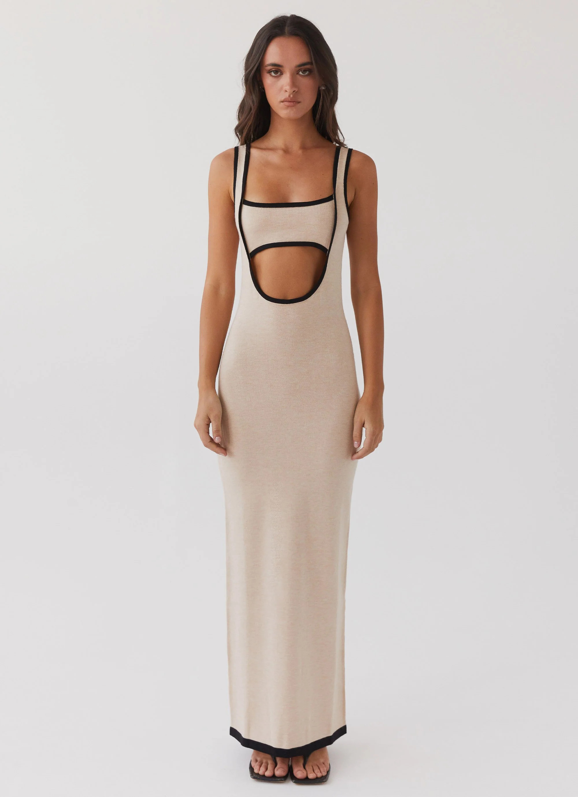 Lost In Paris Knit Maxi Dress - Tapioca | Peppermayo (Global)