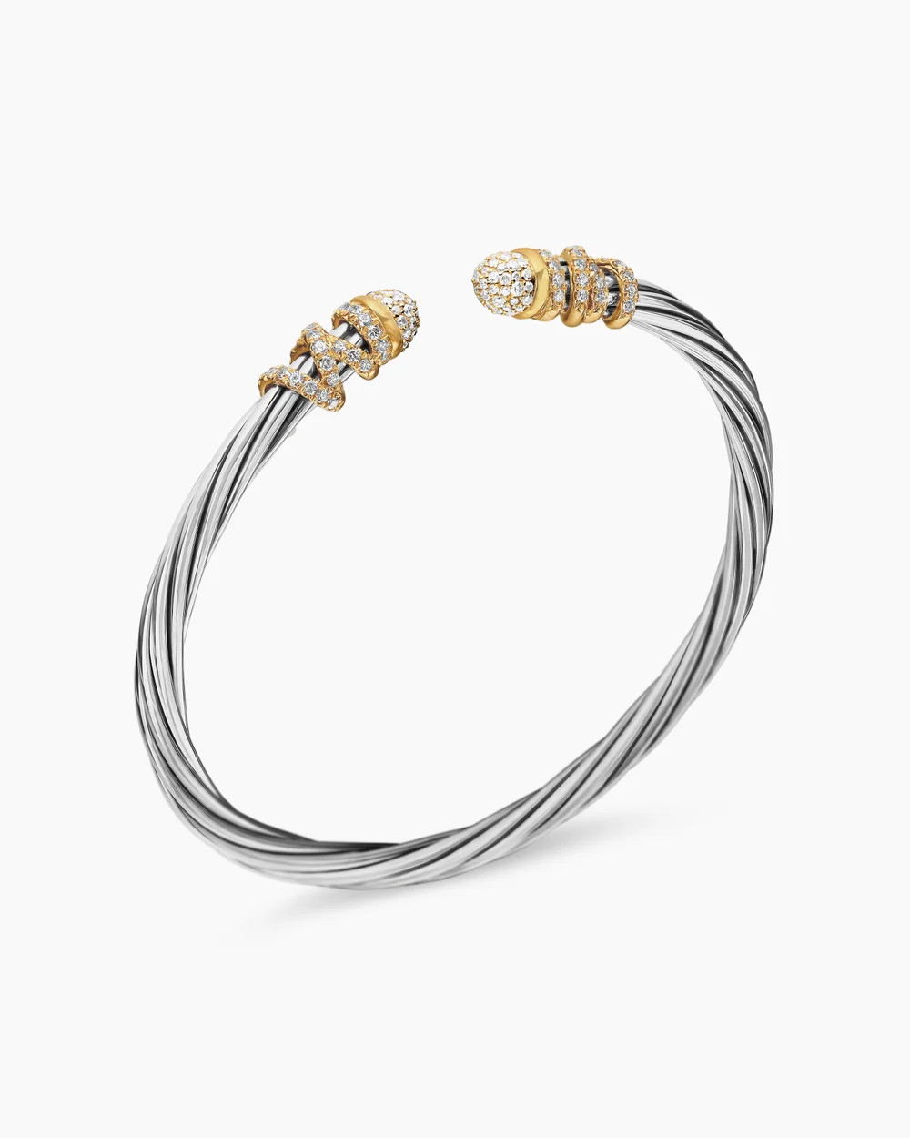 David Yurman | Helena Bracelet in Sterling Silver with 18K Yellow Gold and Diamonds, 4mm | David Yurman