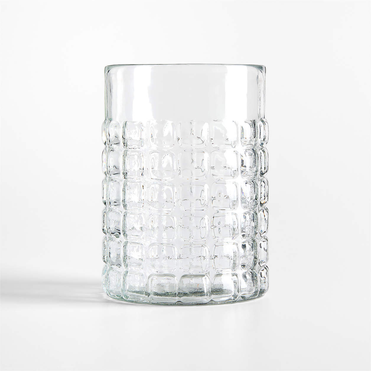 Squared Textured Large Glass Hurricane Candle Holder 8" | Crate & Barrel | Crate & Barrel