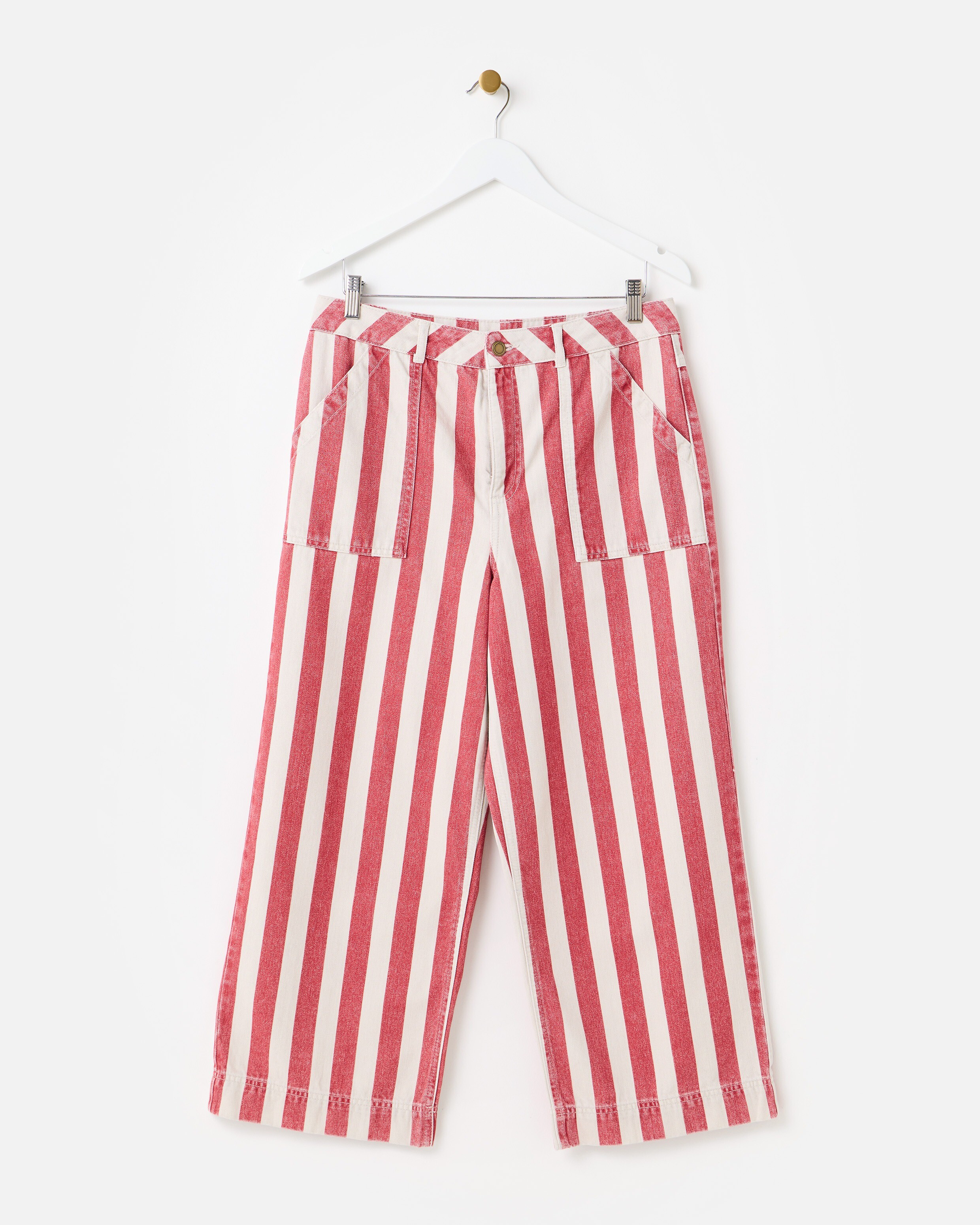 Red & Ecru Striped Cropped Wide Leg Jeans | Oliver Bonas | Oliver Bonas (Global)