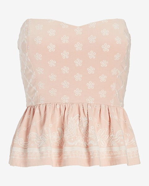Embroidered Peplum Tube Top | Express
