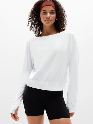 Airy Cotton Terry Boat Neck Sweatshirt | Athleta