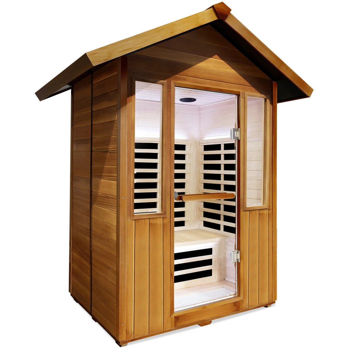 Outdoor Sauna Far Infrared Saunas App Control  Red Cedar and Hemlock 1800W Low-EMF for Two Person | Wayfair North America