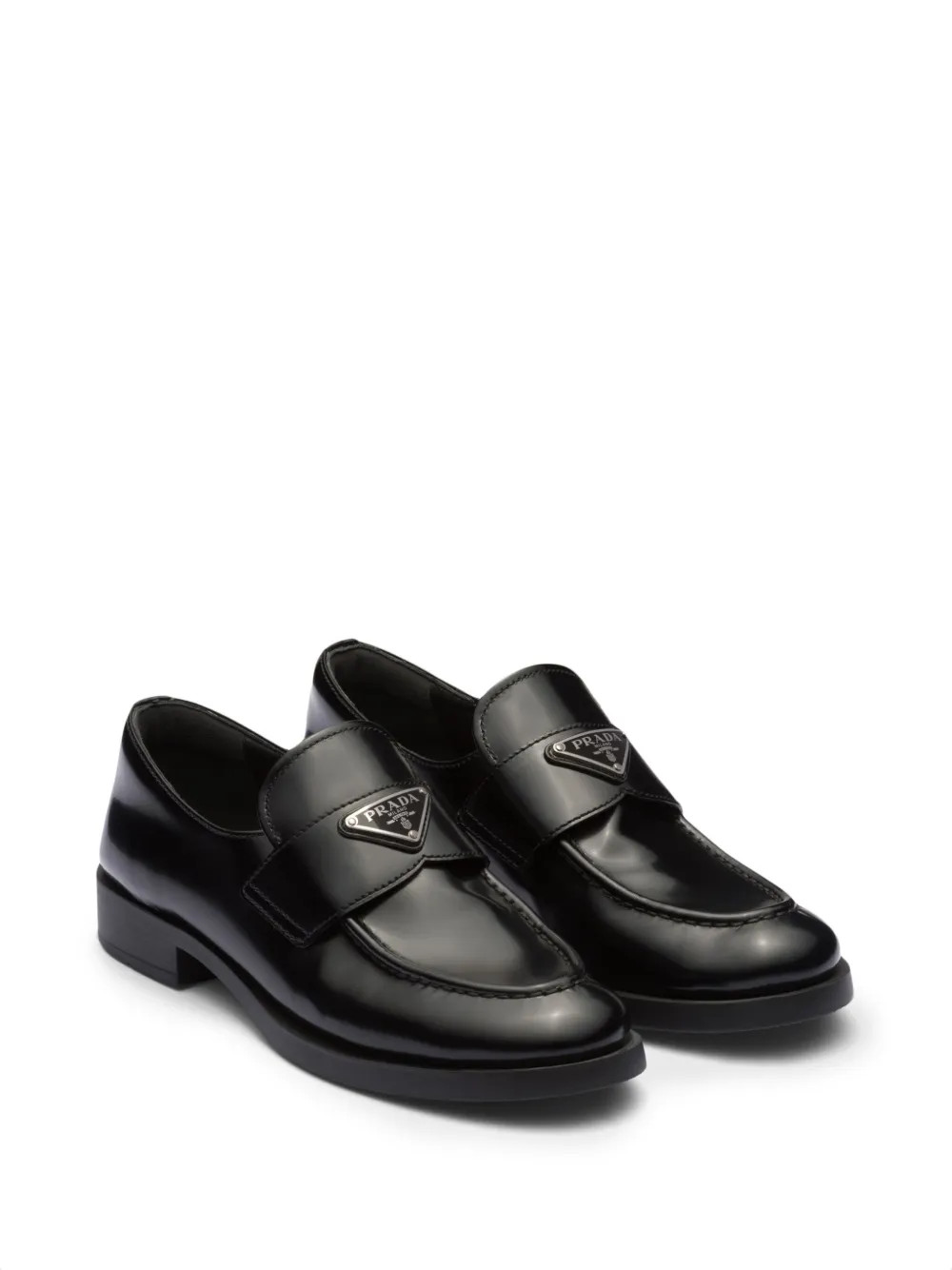 triangle-logo leather loafers | Farfetch Global