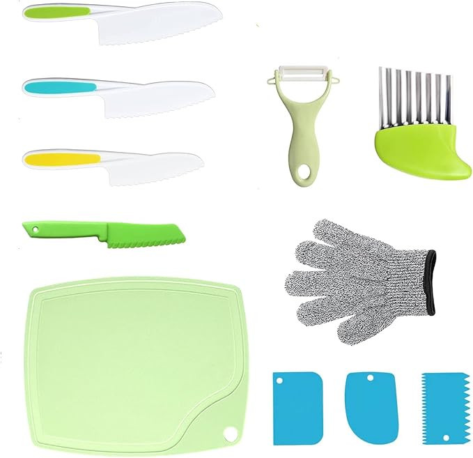 11 Pcs Kids Kitchen Knife Set, Kids Knife Set for Real Cooking, Toddler Knife Set Include Kid Saf... | Amazon (US)
