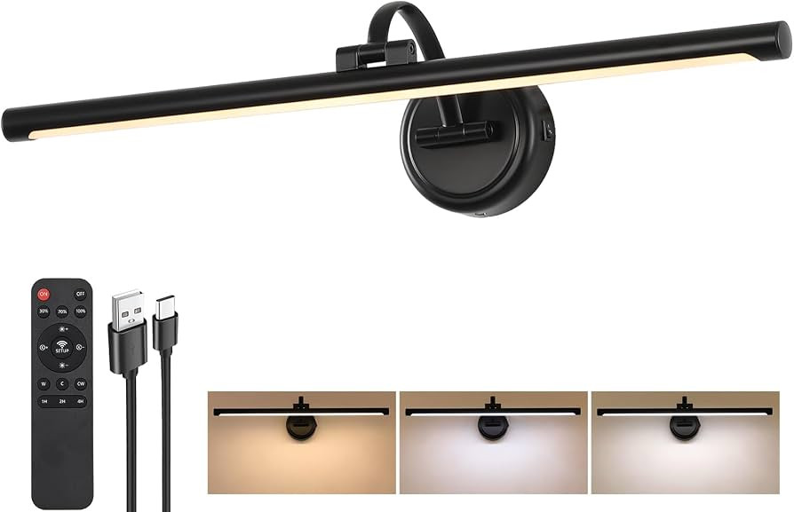 LED Picture Light,Cord-free Picture Frame Light for Wall, 5000mAh Rechargeable Art Lights, Cordle... | Amazon (US)