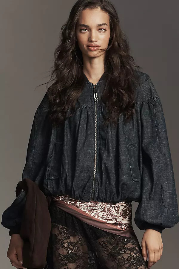 By Anthropologie Denim Bubble Bomber Jacket | Anthropologie (US)