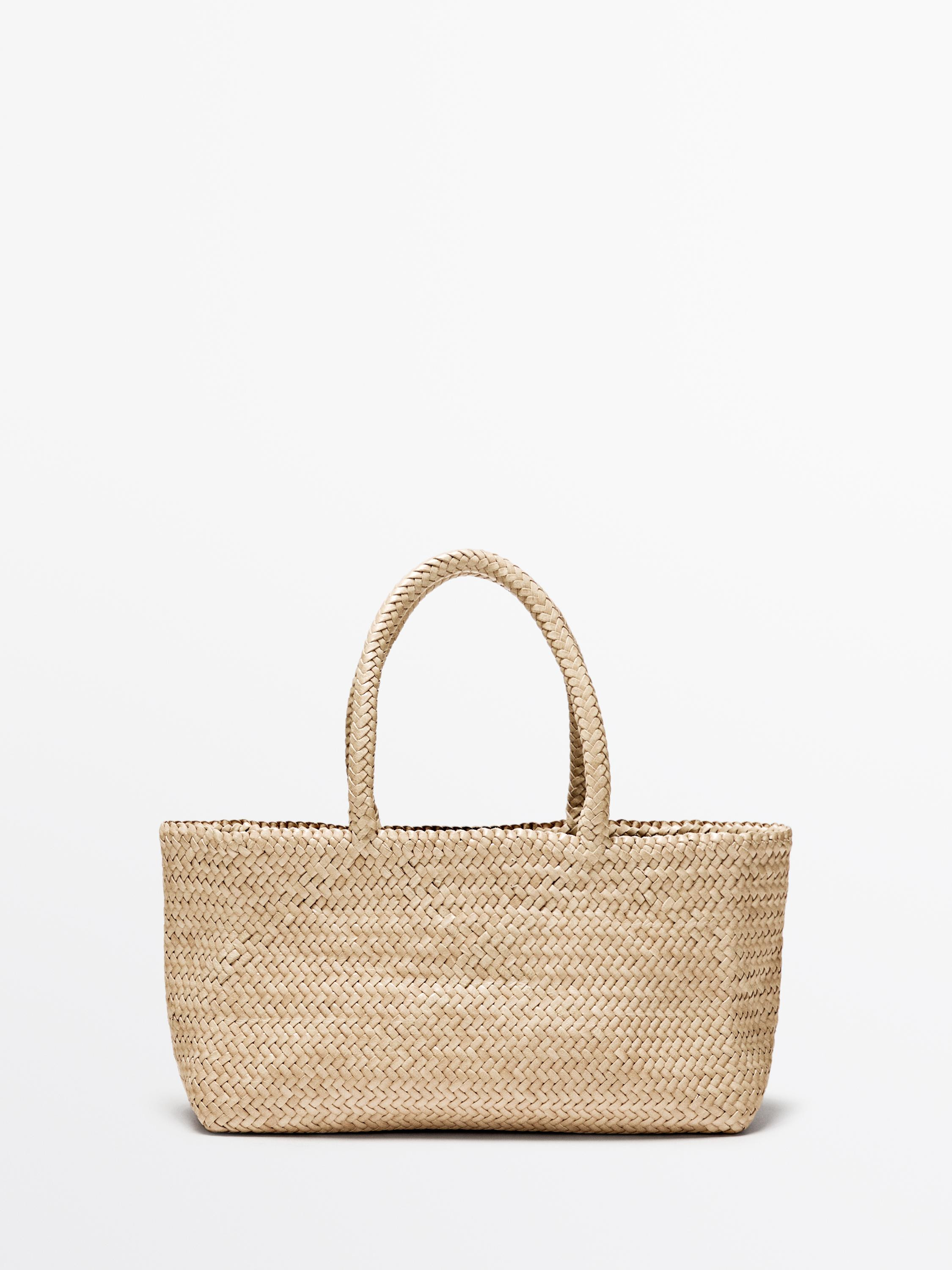 Mid-sized braided tote bag | Massimo Dutti UK