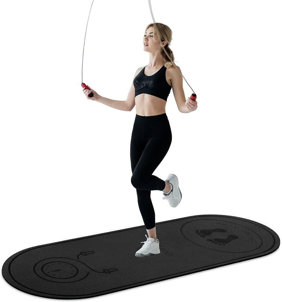 Jump Rope Mat 71"/63"x24" Larger Non-Slip Indoor Outdoor Exercise Fitness Mat, High-Density Worko... | Amazon (US)