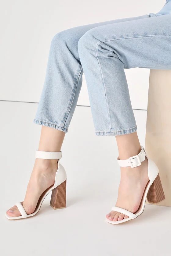 Kevan White Square Toe Ankle Strap Heels | Lulus (US)