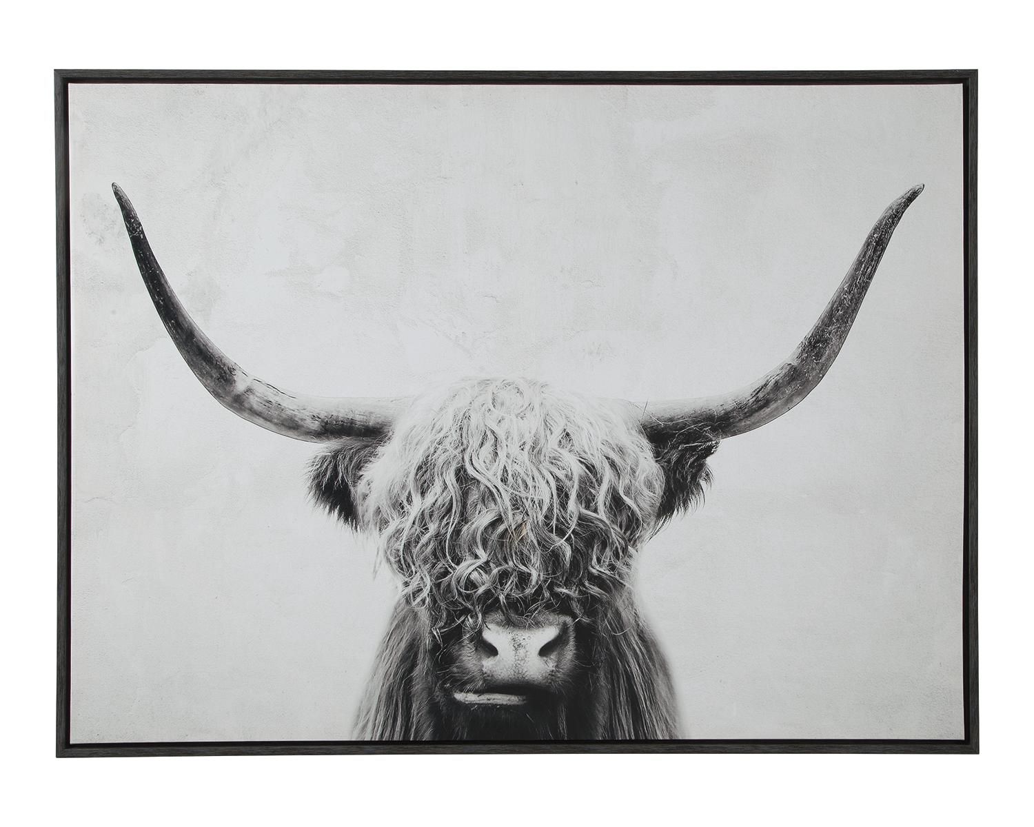 Signature Design by Ashley Pancho Grayscale Highland Cow Framed Wall Art - Walmart.com | Walmart (US)