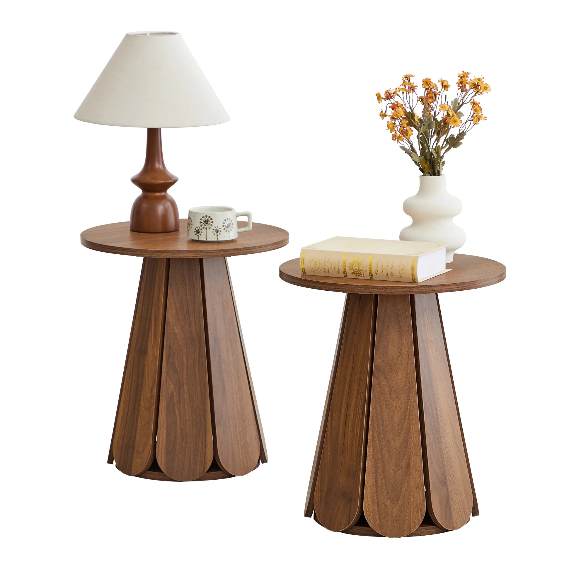 Wirrytor Small Pedestal End Table Set of 2, Round Farmhouse Martini Table, Plant Stand Rustic Dri... | Walmart (US)
