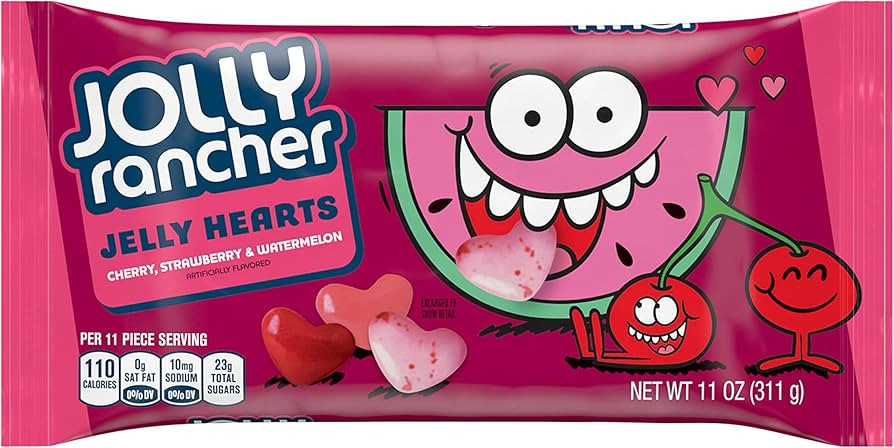 Amazon.com : JOLLY RANCHER Assorted Fruit Flavored Jelly Hearts, Valentine's Day Candy Bag, 11 oz... | Amazon (US)