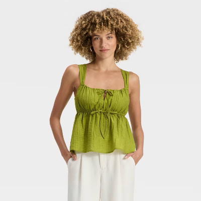 Women's Textured Tie-Front Tank Top - A New Day™ | Target
