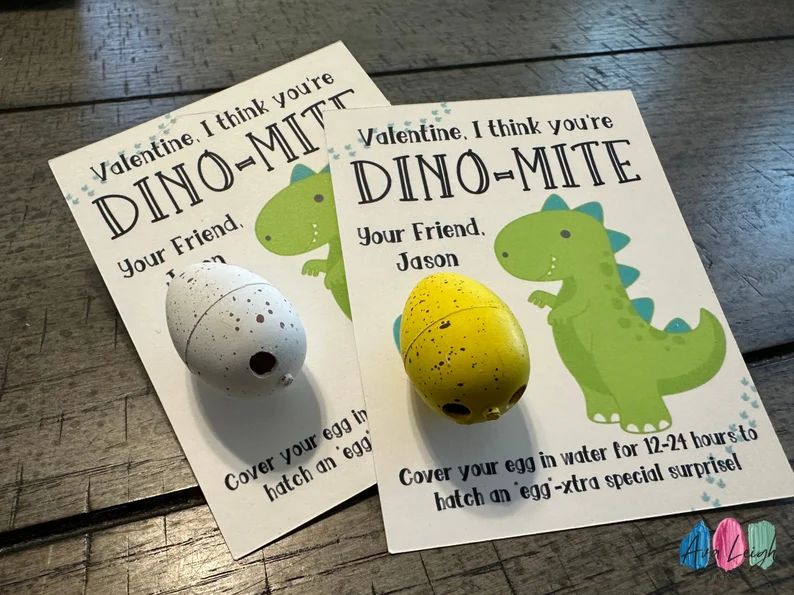 Dinosaur Egg Hatching Valentine's Day Card, Dino-mite Card, Printed Valentines, Classroom Valenti... | Etsy (US)