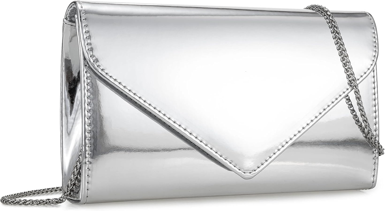 IXEBELLA Women\u2019s Mirrored Metallic Faux Leather Evening Bag Glimmering Clutch Purse for Prom... | Amazon (US)