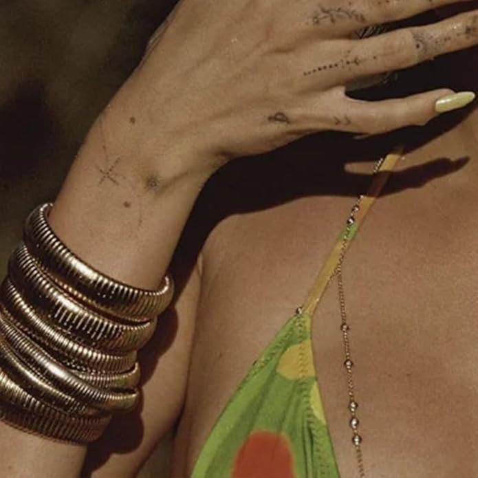 Chunky Gold Beaded Bangle Bracelet Set Stack for Women Men Stretchy Snake Link Chain Flexible Wid... | Amazon (US)