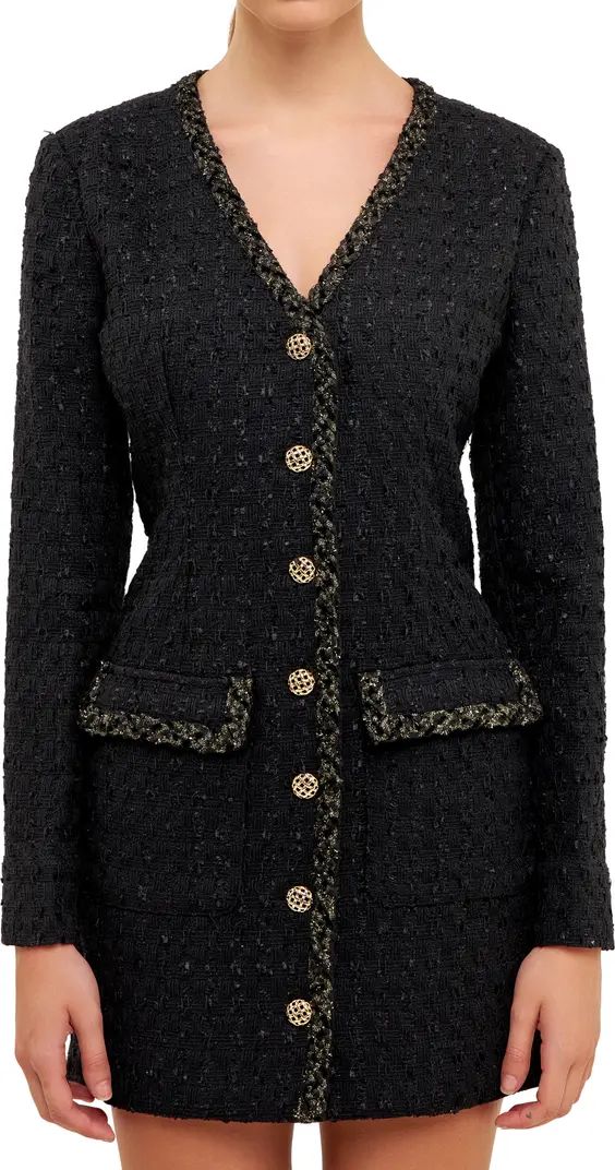 Long Sleeve Tweed Minidress | Nordstrom