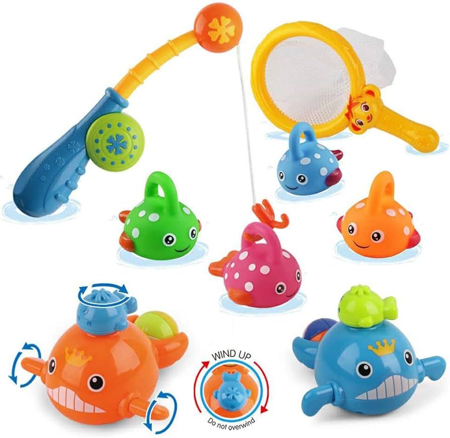 Dwi Dowellin Bath Toys Fishing Games Swimming Whales Bath Time Bathtub Toy for Toddlers Baby Kids... | Amazon (US)